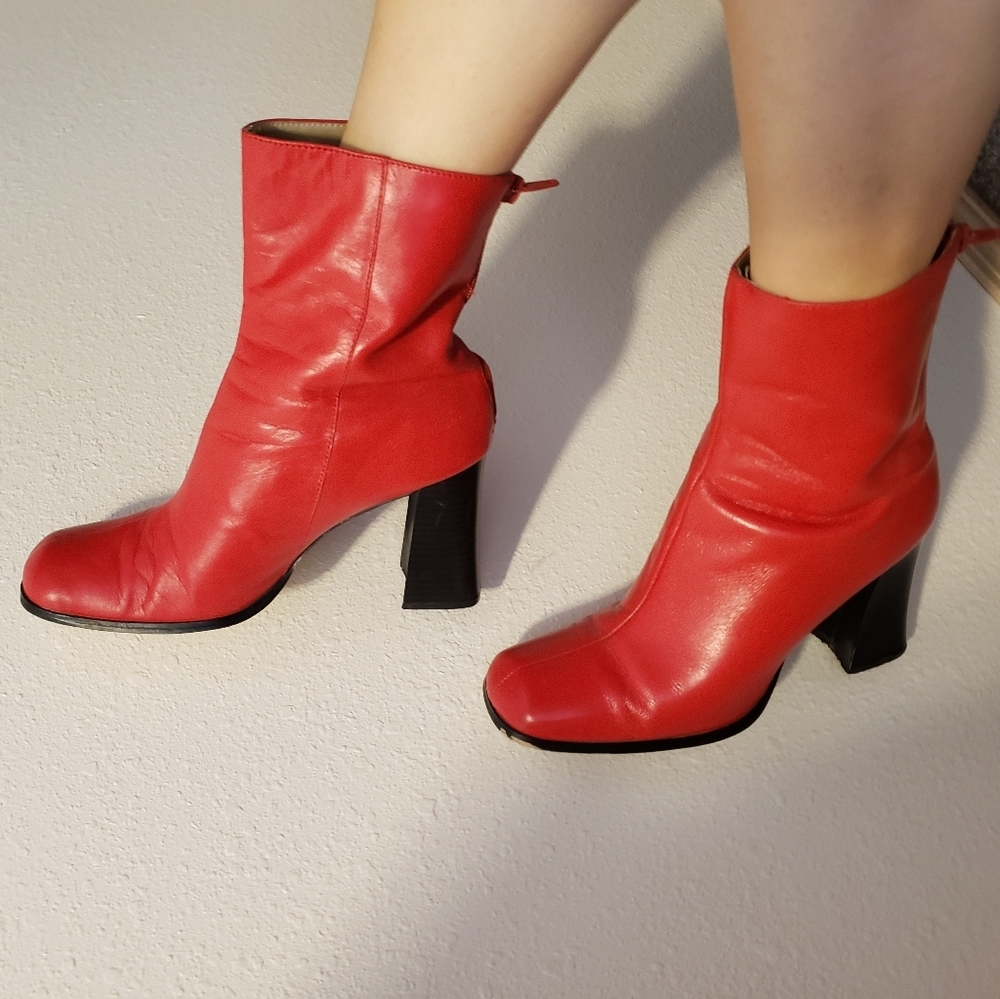 Red Newport News Heeled Boots
